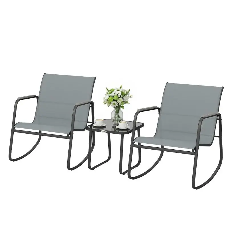 3-Piece Garden Set with Rocking Chairs and Table