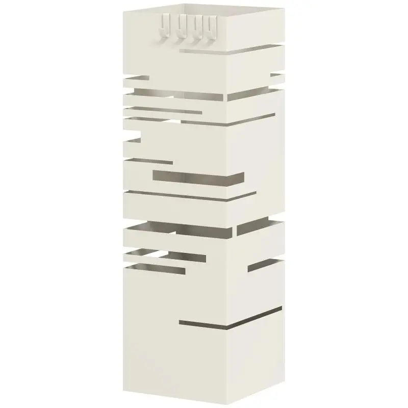 Square Umbrella Stand with Drip Tray and 4 Hooks