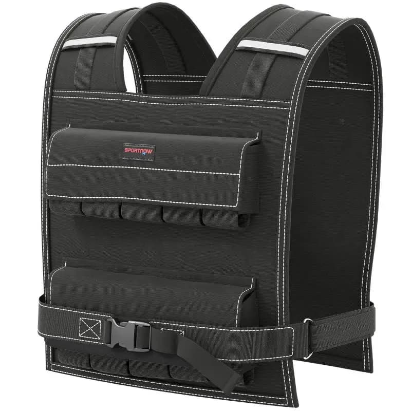 Adjustable Weighted Vest, 1 to 20 kg, Black