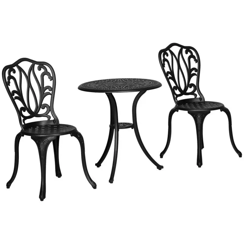 3-Piece Garden Set with Glass Table and Parasol Hole
