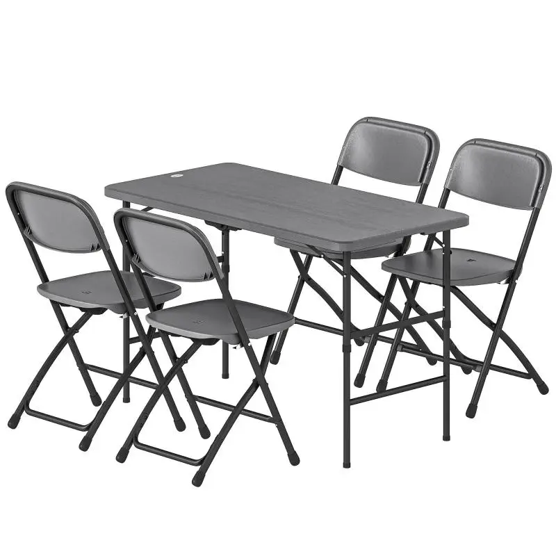 Adjustable Garden Table and 4 Folding Chairs Set
