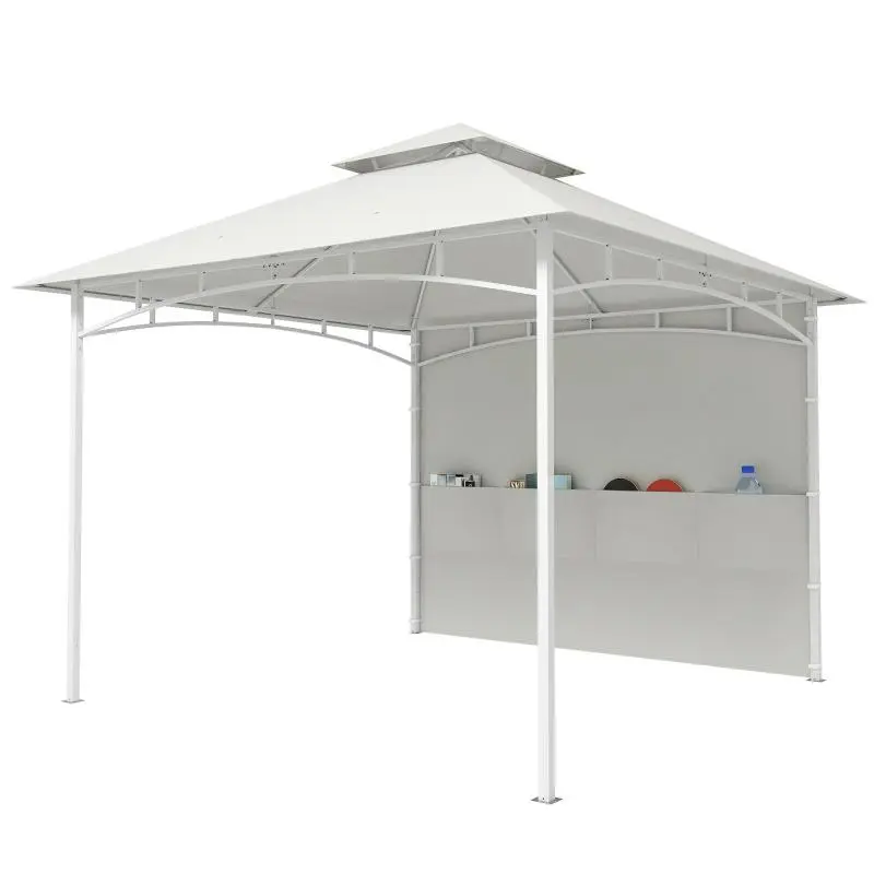 Metal Garden Gazebo with Curtains, 3 x 3 m