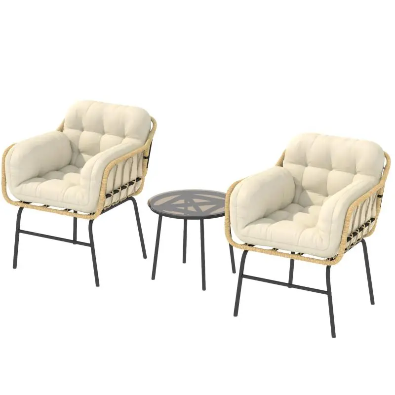 3-Piece Outdoor Garden Furniture Set, Cream