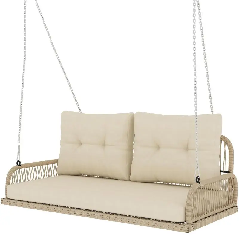 Outdoor Hanging Bench for 2 Seats, Beige