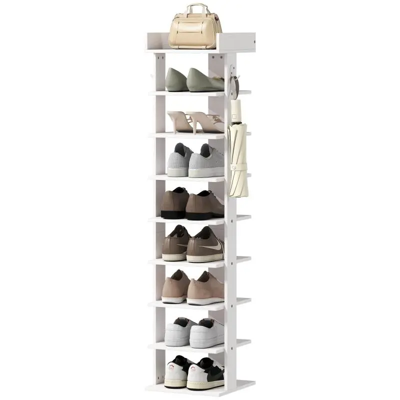 9-Tier Shoe Rack with Hooks, 128.4 cm