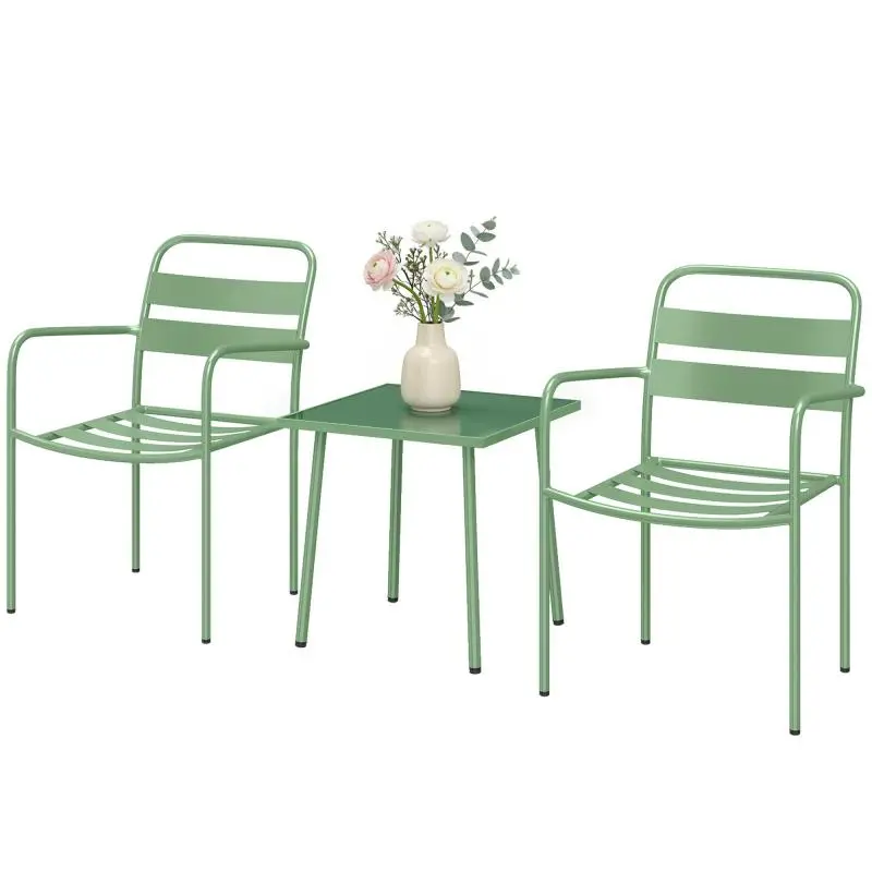 3-Piece Garden Bistro Set with Tempered Glass Table