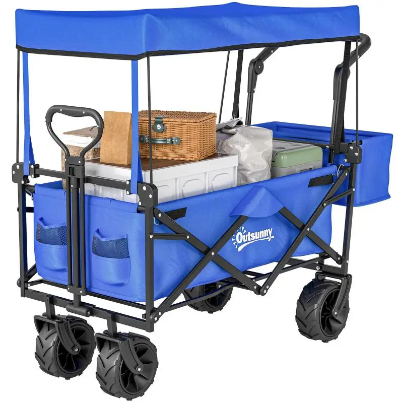 Folding Transport Trolley with Canopy, Blue