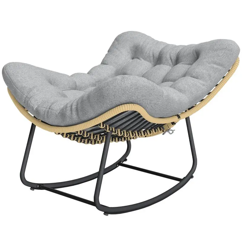 Rocking Chair with Cushion, Grey