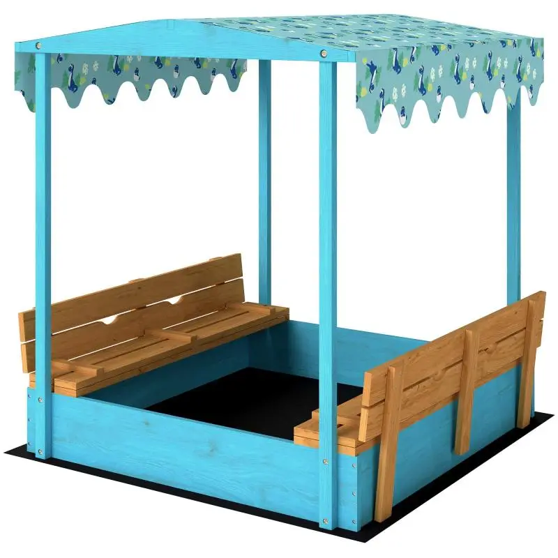 Wooden Sandpit with Lid and Canopy