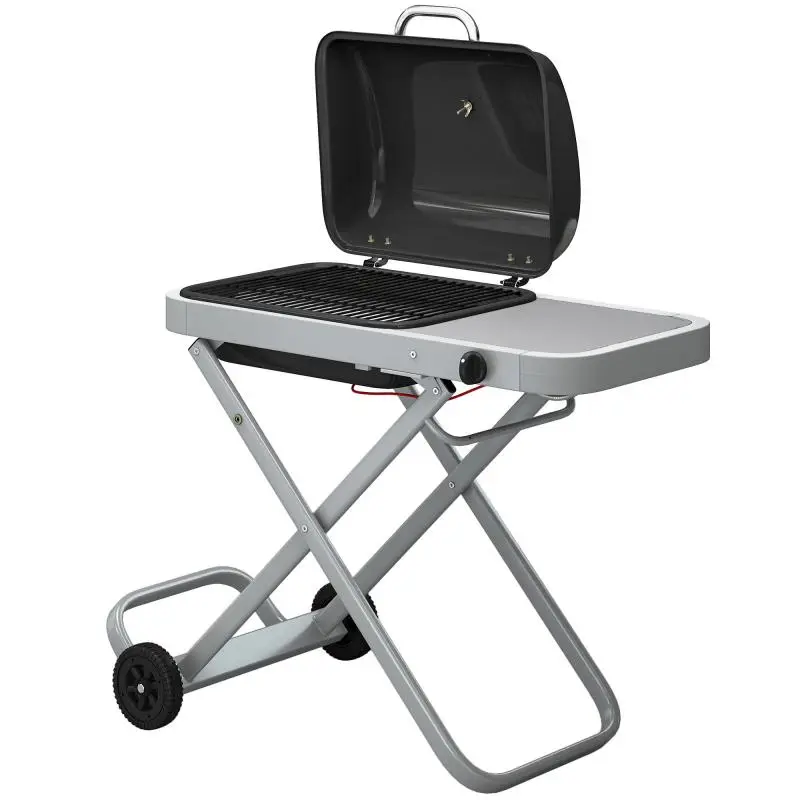 Portable 1-Burner Gas Grill with Wheeled Stand