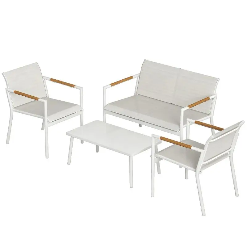 4-Piece Garden Lounge Set with Metal Table