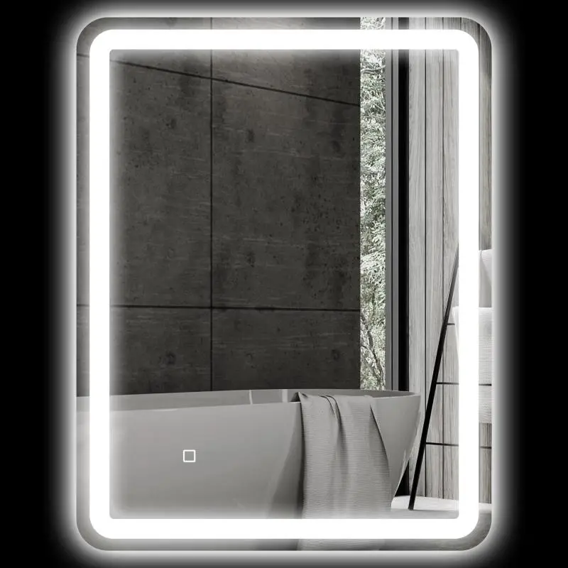 Illuminated Bathroom Mirror, 60 x 80 cm, Silver