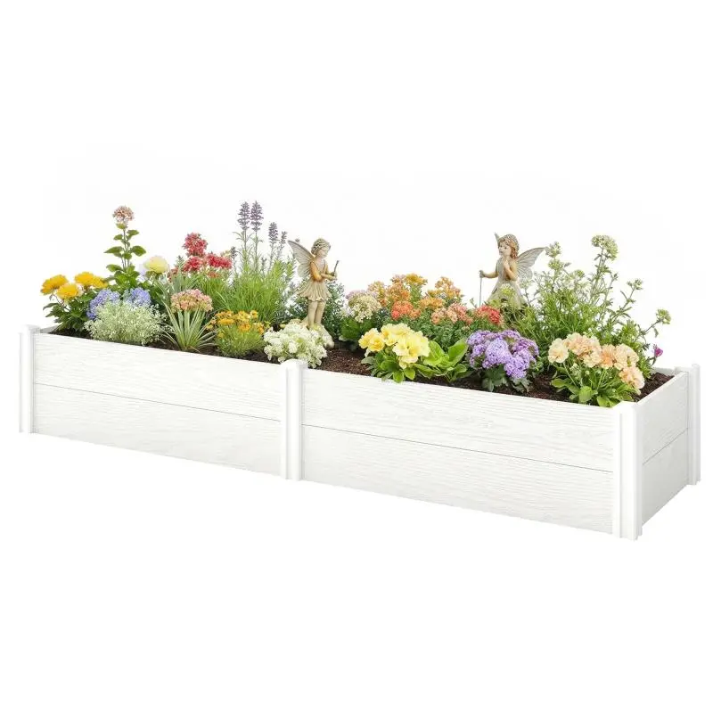 Plastic Raised Garden Bed, 197 x 54 x 33 cm, White