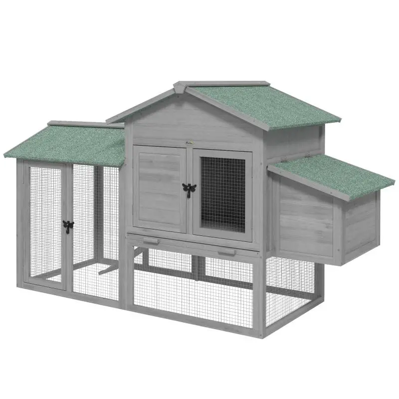 Wooden Chicken Coop with Outdoor Run and Nesting Box