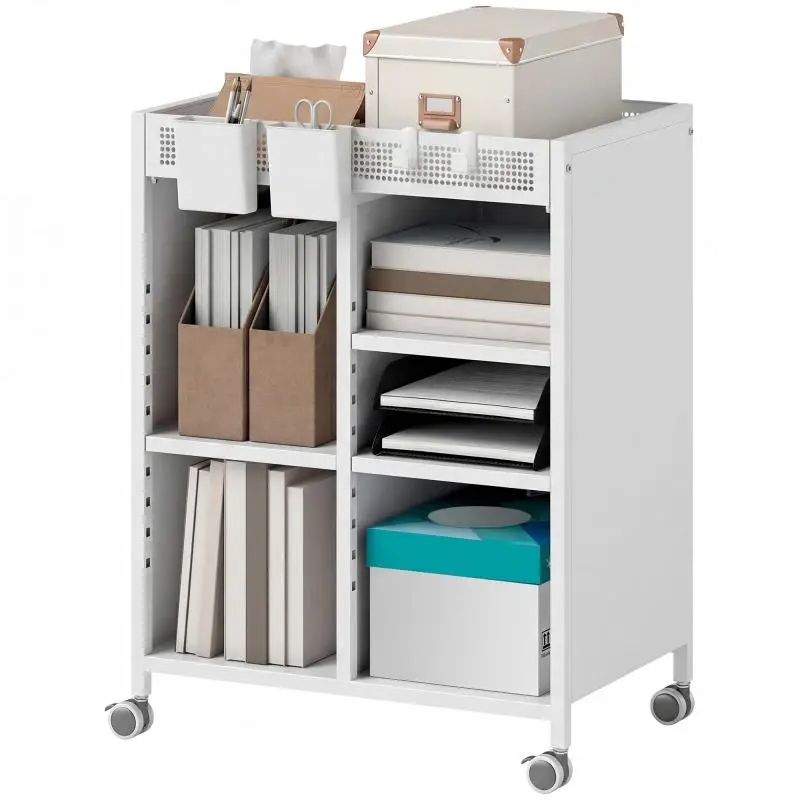 4-Tier Rolling Bookshelf, White