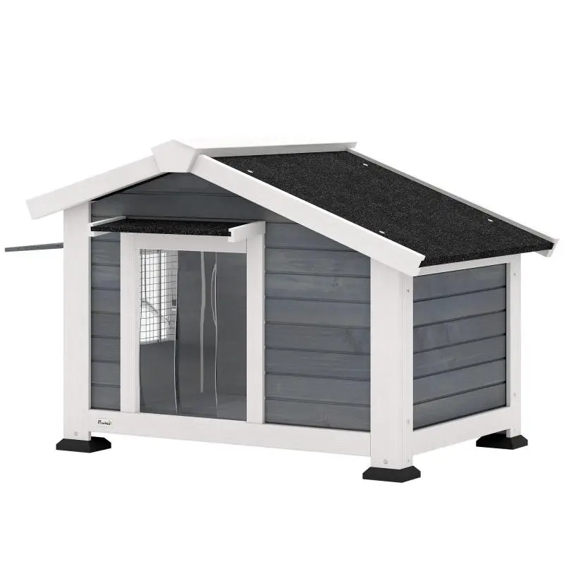 Wooden Dog House with Removable Floor, Grey