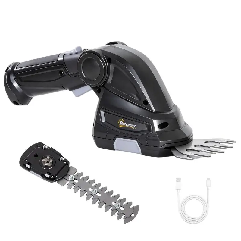 2-in-1 Electric Hedge and Grass Shears, Black
