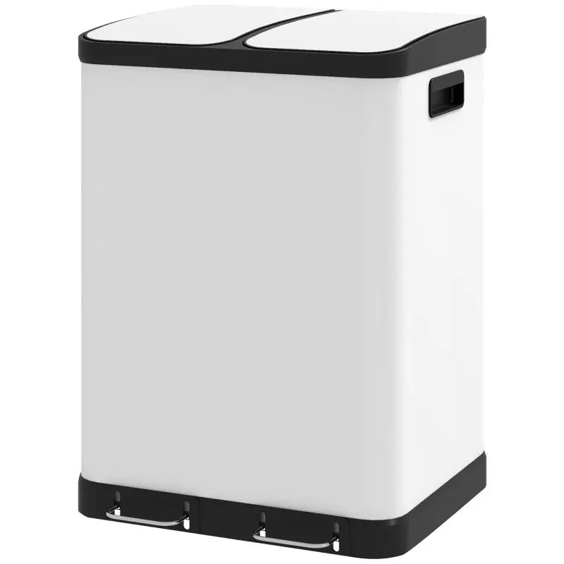 Double-Compartment Pedal Bin, 2 x 30 L, Grey