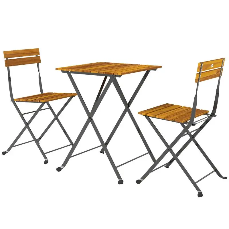 Teak Folding Bistro Set for 2
