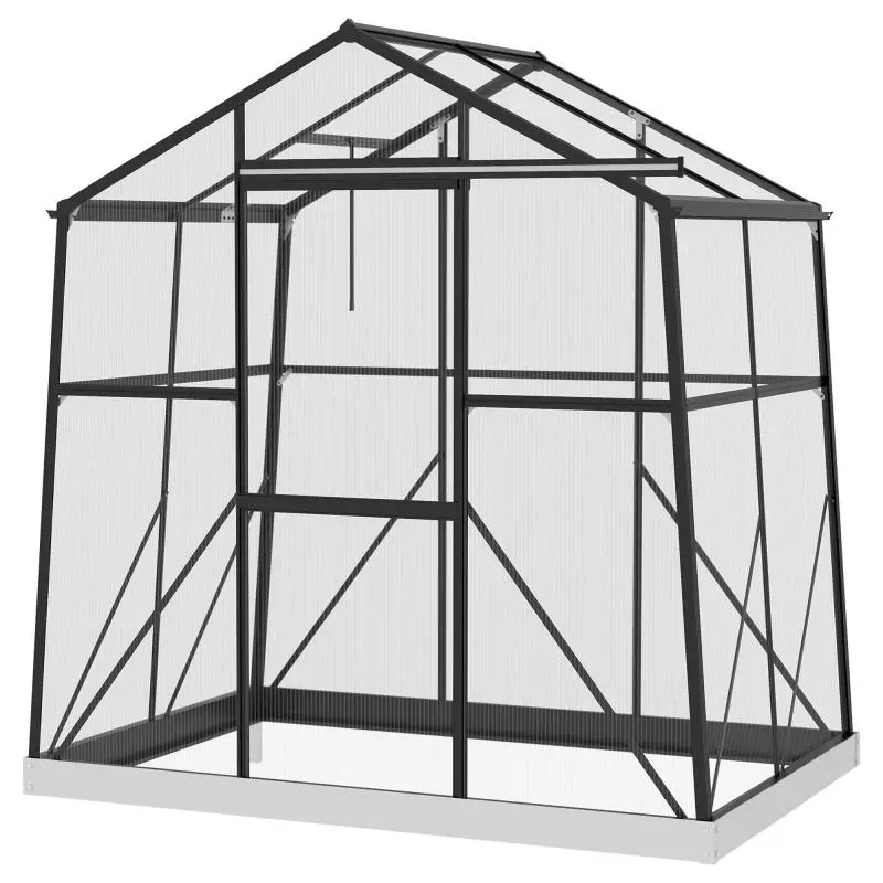Polycarbonate Greenhouse, 192 x 131 x 203 cm, Black