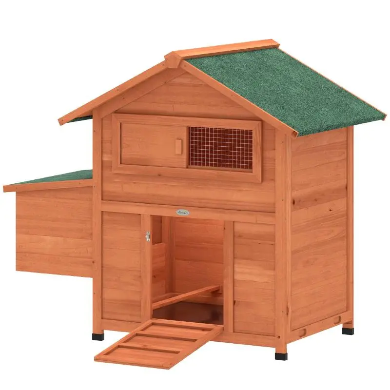 Wooden Chicken Coop with Nesting Box, Orange