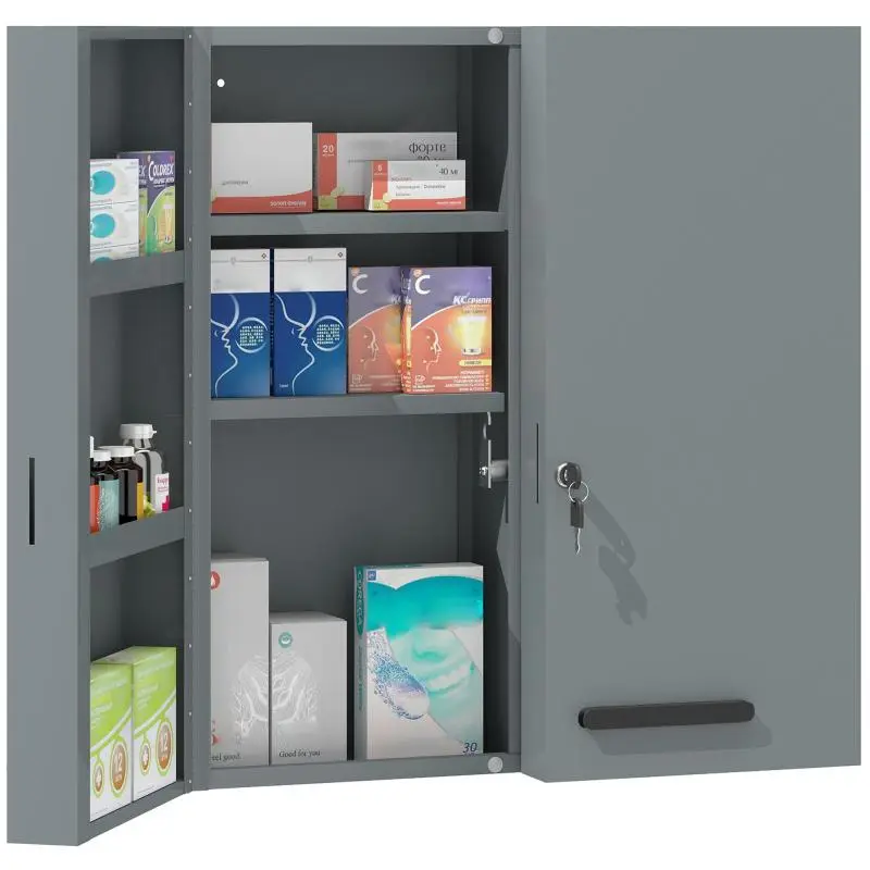 Lockable 2-Door Medical Cabinet with 6 Shelves