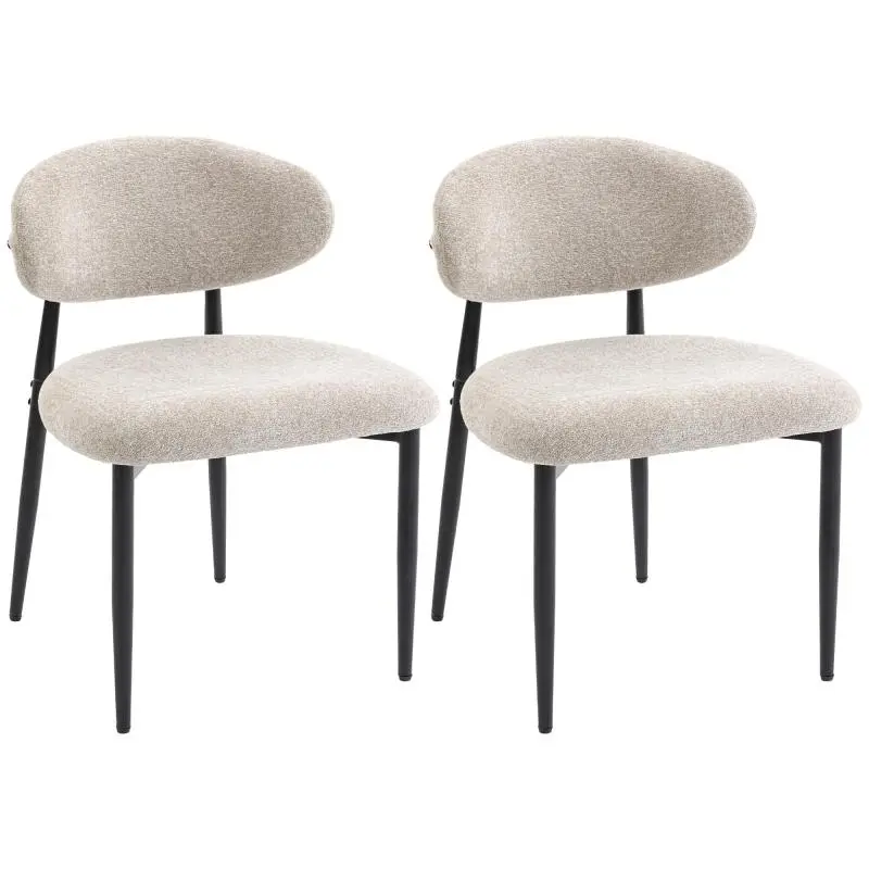 Set of 2 Upholstered Dining Chairs with Steel Legs