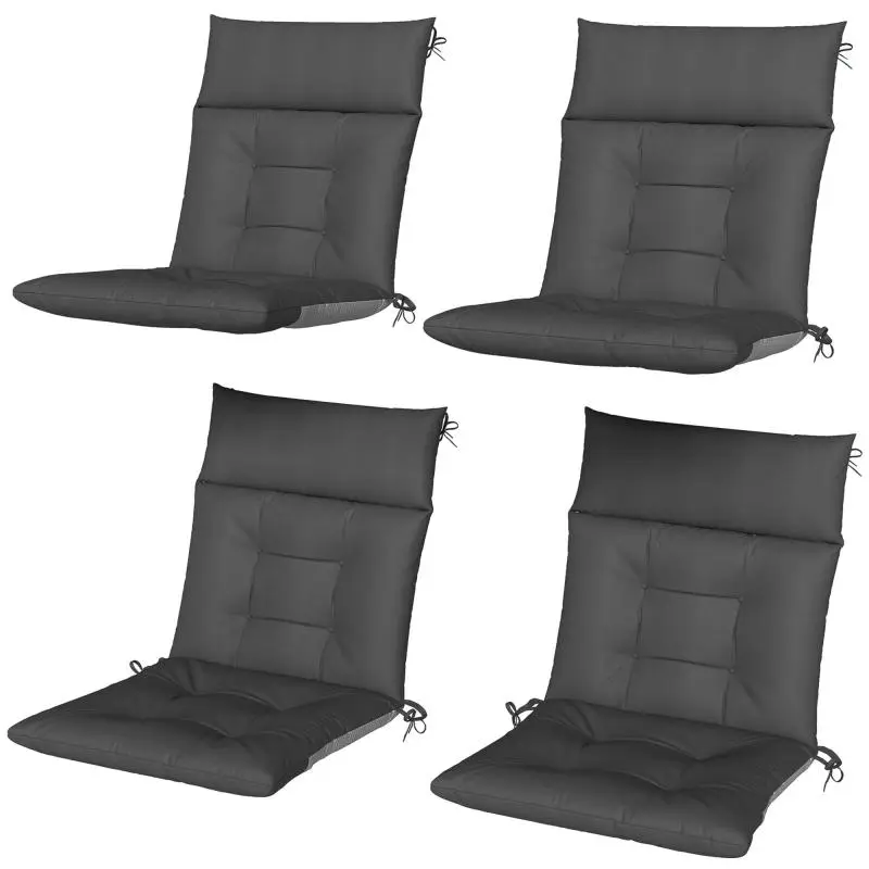 Set of 4 Outdoor Chair Cushions, Dark Grey