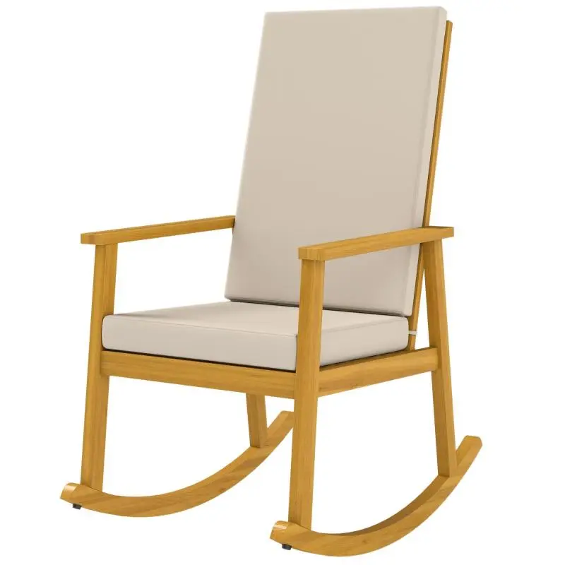 Acacia Wood Rocking Chair with Cushion