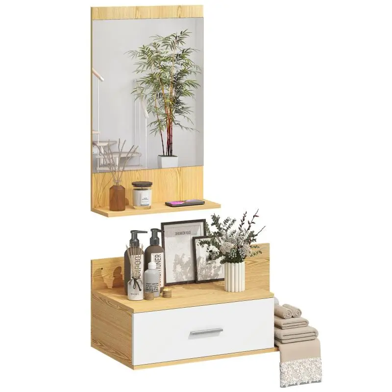 Wall-Mounted Entryway Set with Mirror and Storage
