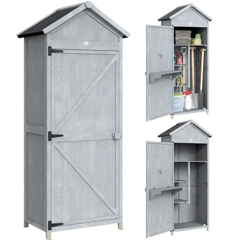 Wooden Garden Shed with Fold-Down Workbench
