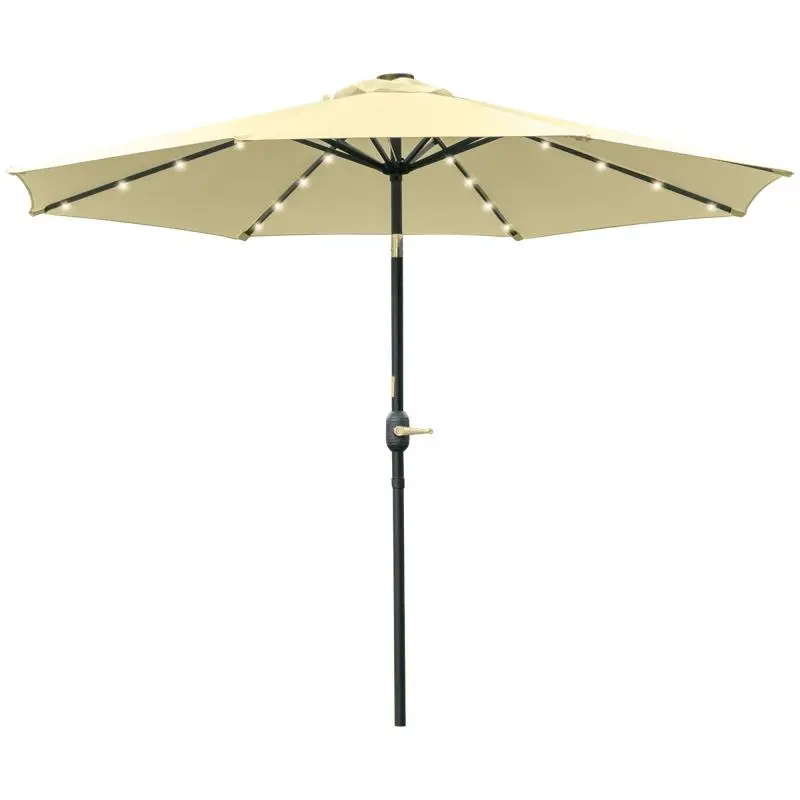Tiltable Garden Parasol with 32 Solar LED Lights