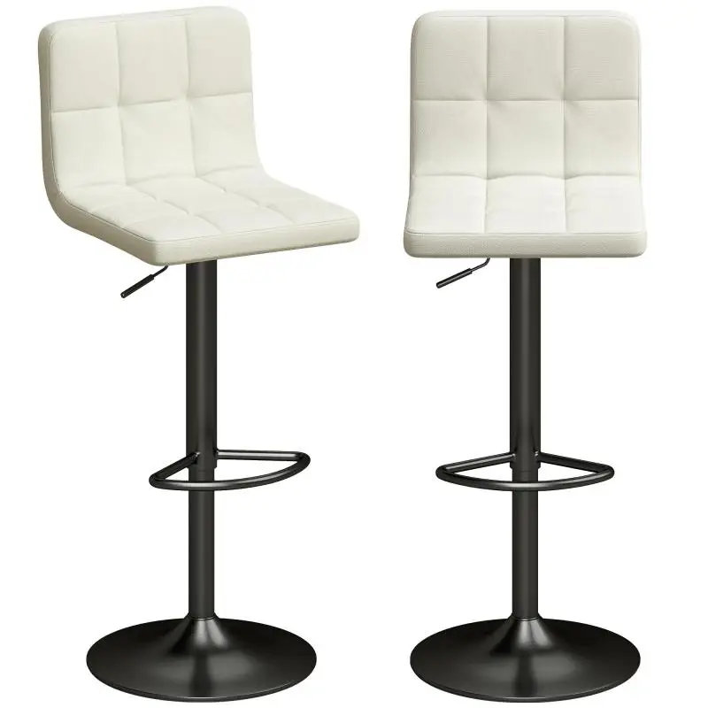 Set of 2 Adjustable Bar Stools with Footrest