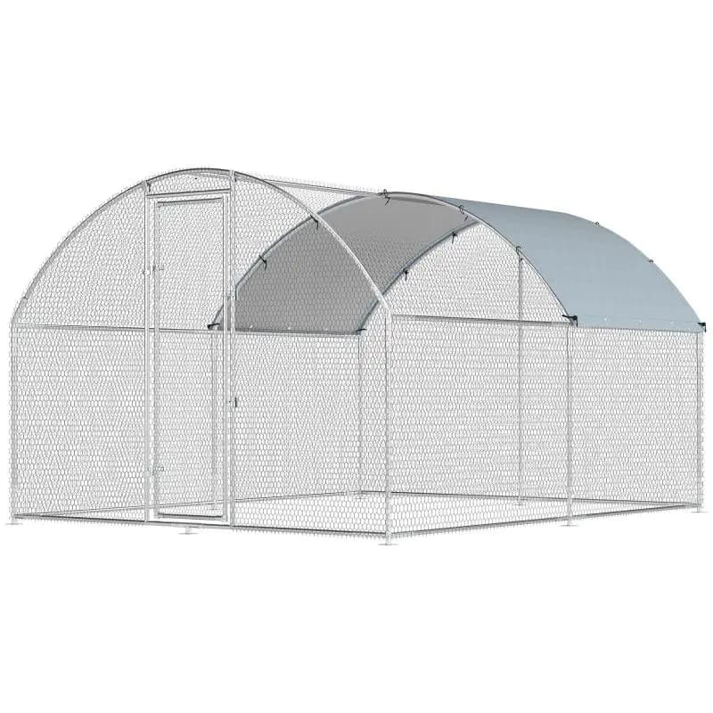 Outdoor Chicken Coop, 280 × 340 × 190 cm, Silver