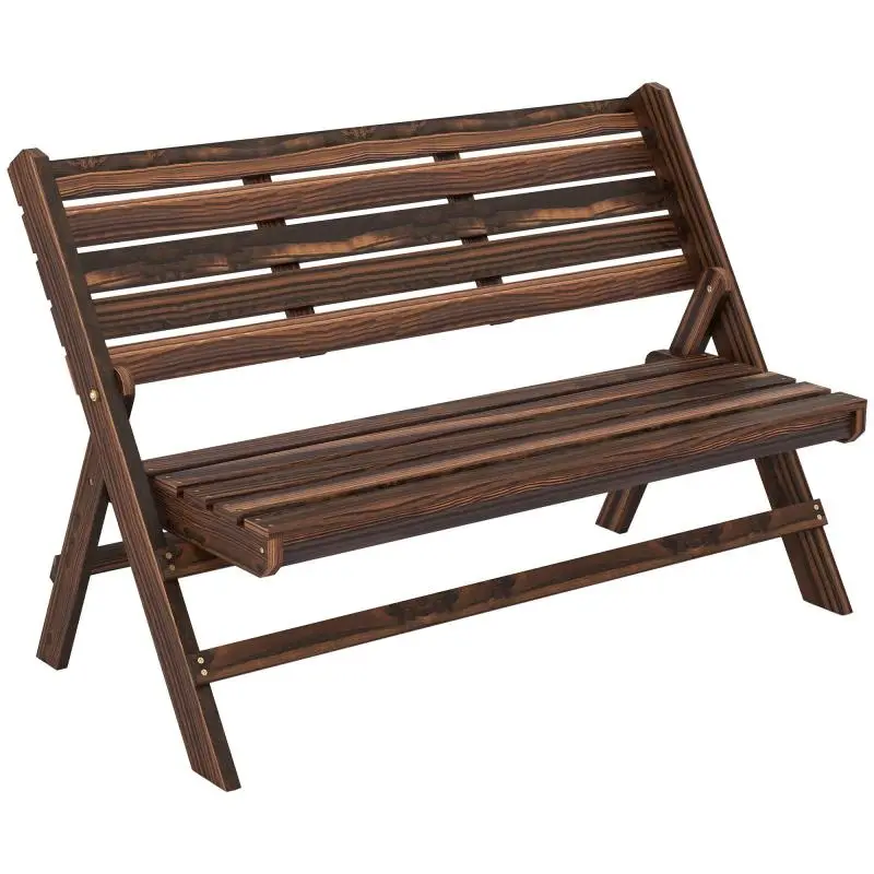 2-Seater Folding Garden Bench with Pine Wood Slats