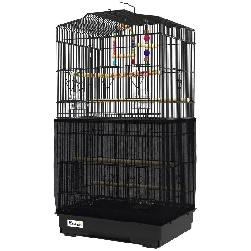 Bird Cage with Accessories, Black