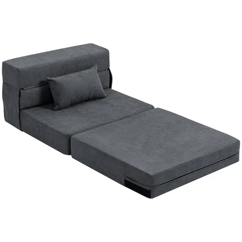 Convertible Folding Armchair Bed, Dark Grey