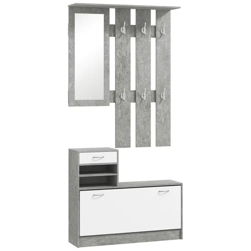 Entryway Furniture Set with Coat Rack and Shoe Cabinet
