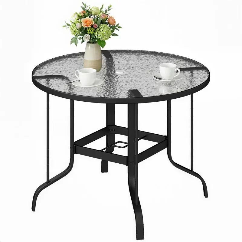 Round Garden Table with Parasol Hole, 96.5 cm