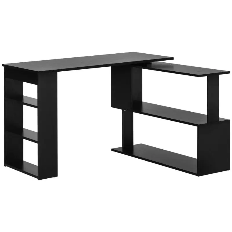 Corner Desk with 360° Rotating Top and 5 Shelves