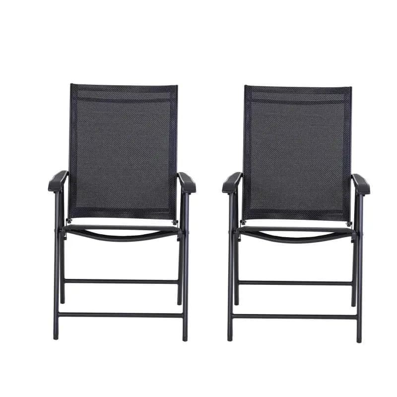 Set of 2 Folding Garden Chairs, Black