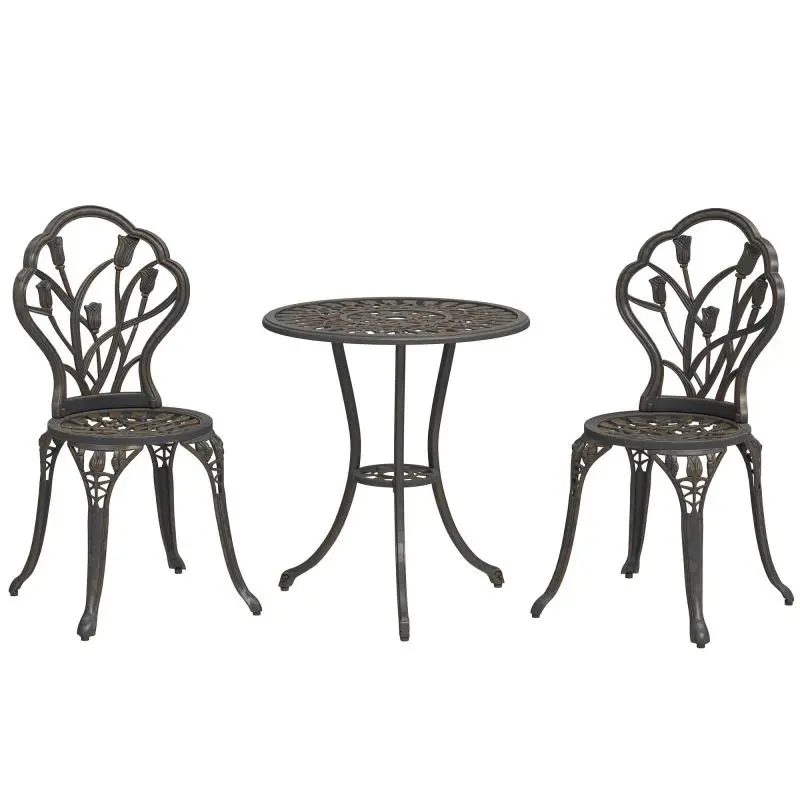 3-Piece Outdoor Set with Umbrella Hole, Bronze