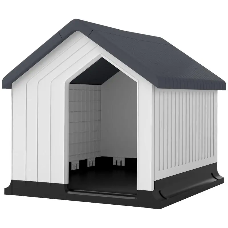 Outdoor Dog House with Window, 62 x 61 x 60 cm, Grey