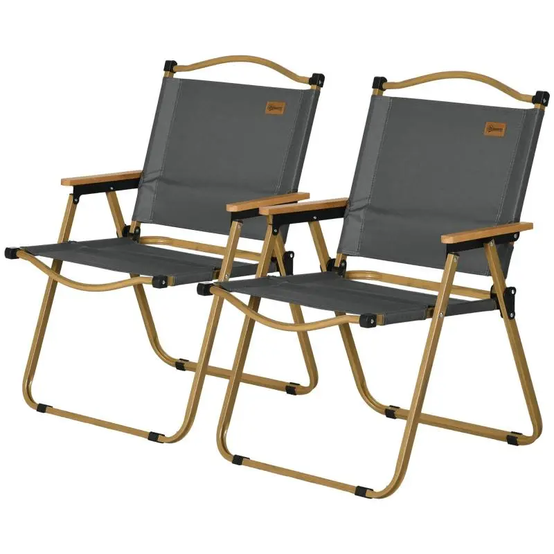 Set of 2 Folding Outdoor Chairs, Grey