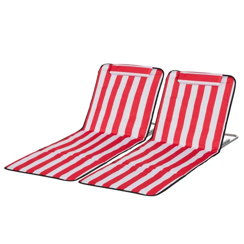 Set of 2 Foldable Beach Loungers with Carry Bag