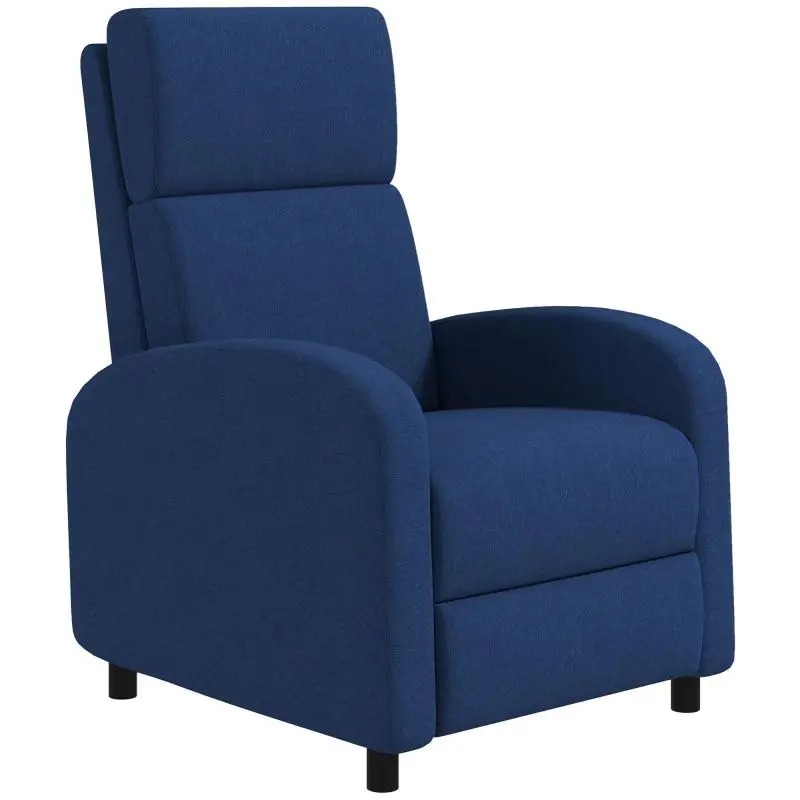 Manual Recliner Chair with Footrest, Blue