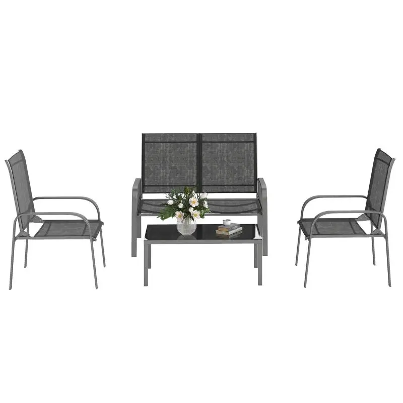 4-Piece Outdoor Set with Adjustable Backrests