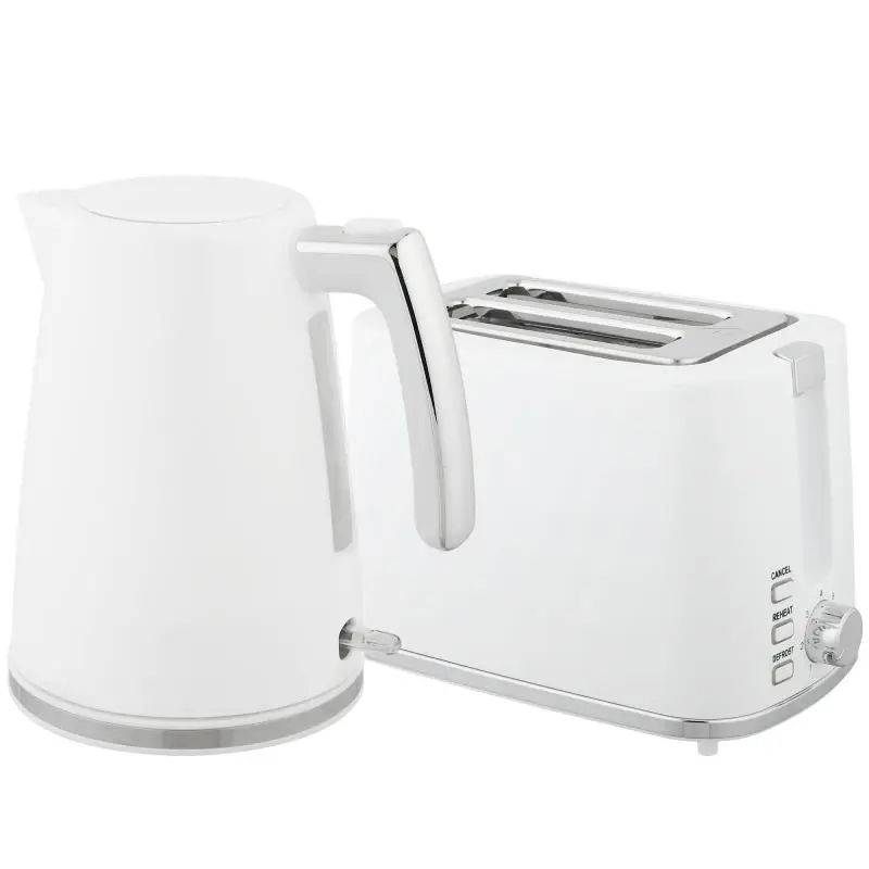 Electric Kettle and 2-Slice Toaster Set, 1.7 L, White