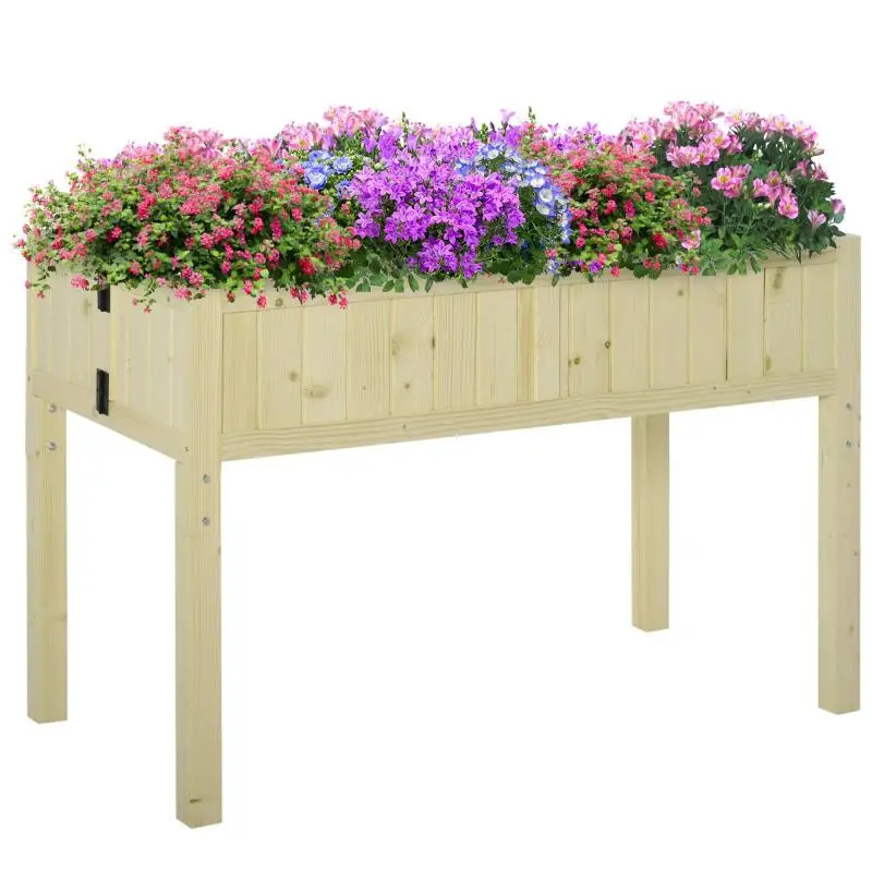 Foldable Wooden Raised Garden Bed with Drainage Holes