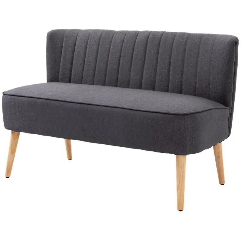 2-Seater Sofa in Linen-Effect Fabric, Dark Grey